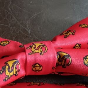 Black Label Red and Gold Patterned Bow Tie